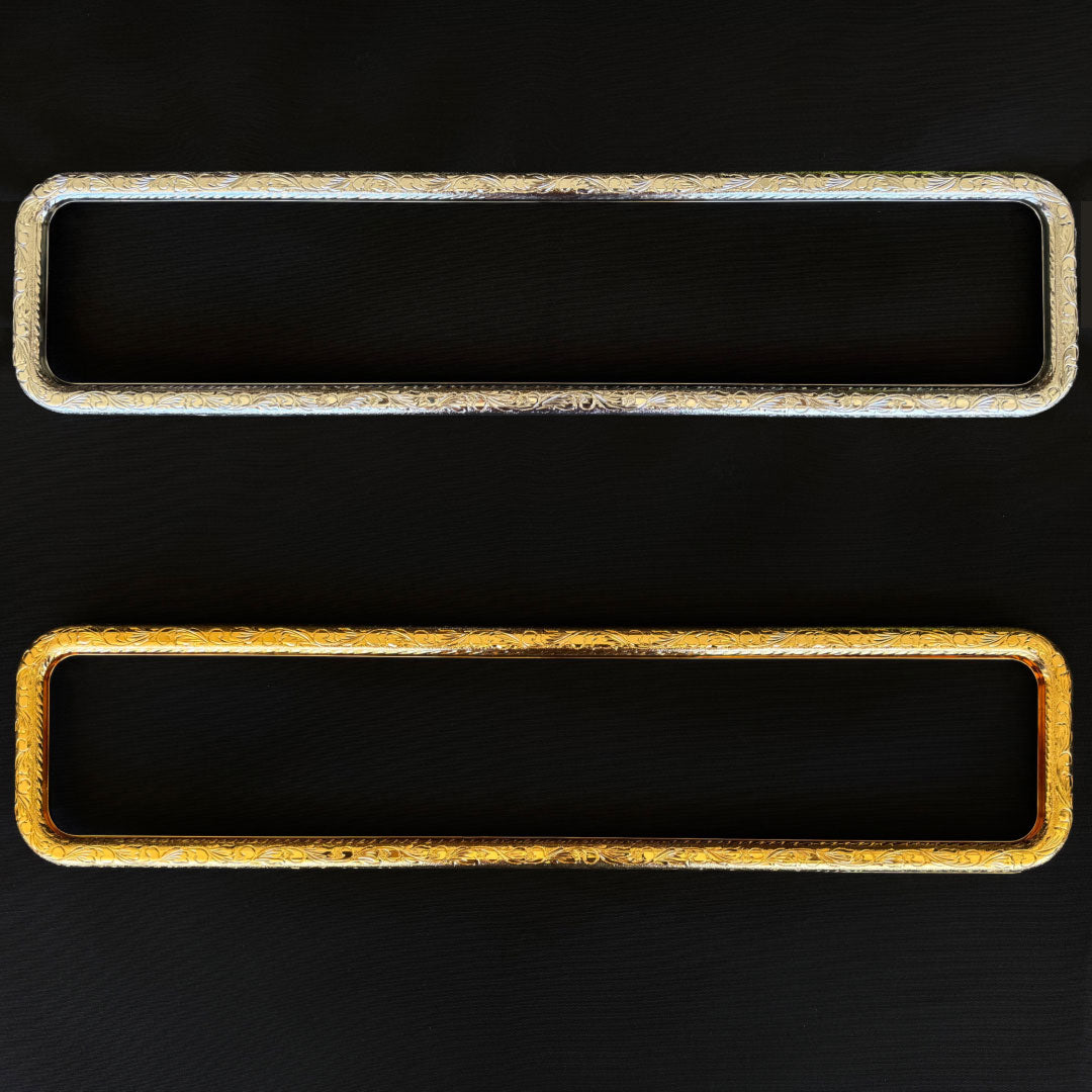Engraved Gangster Window frames in chrome and gold