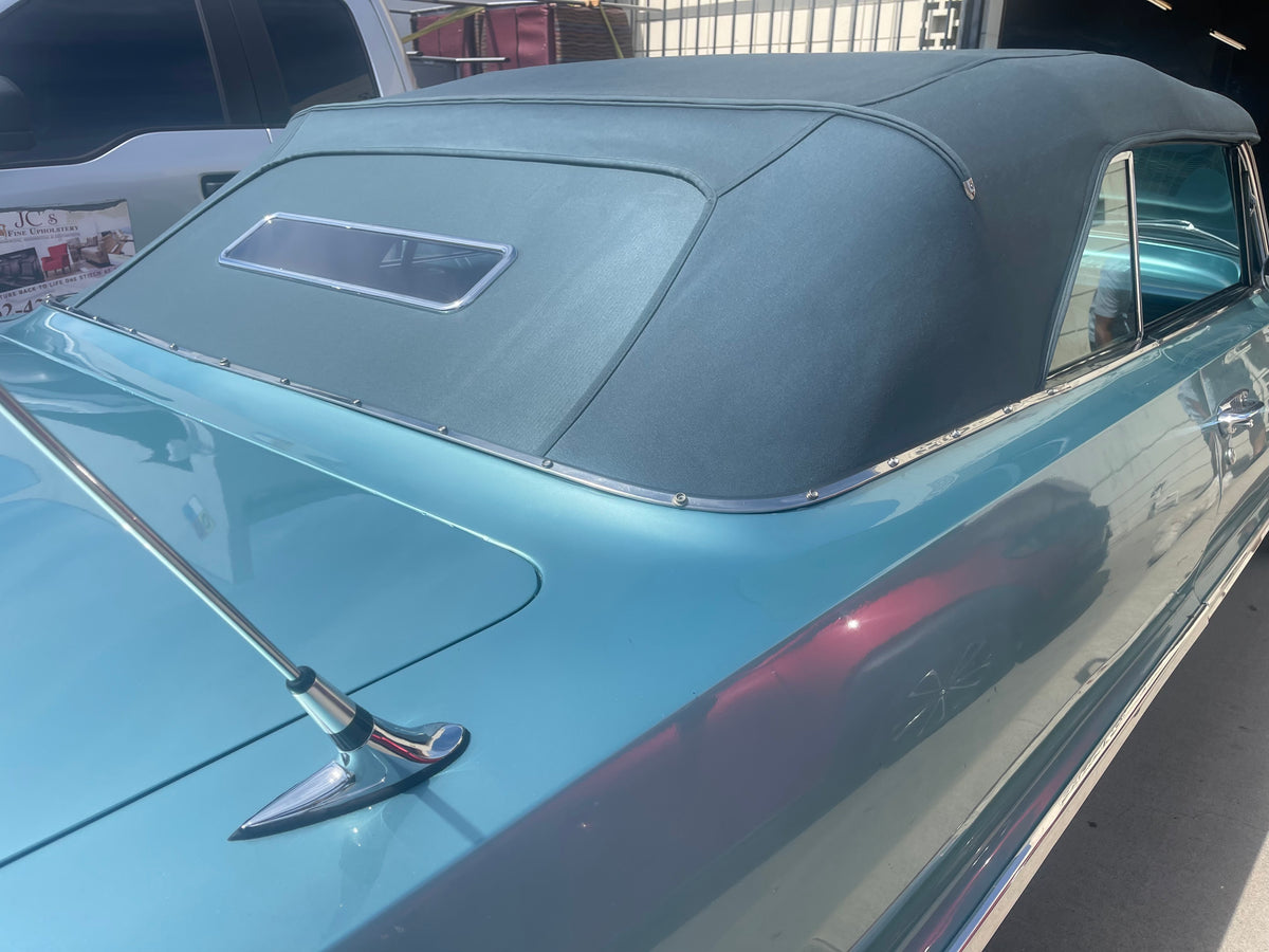 Impala- Slate Aqua German Canvas w/ 24x5.5” Gangster Window