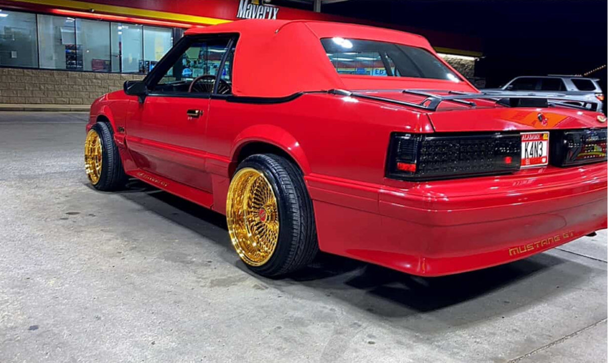 Foxbody Mustang- Red Canvas Top w/ Full-Size Glass Window