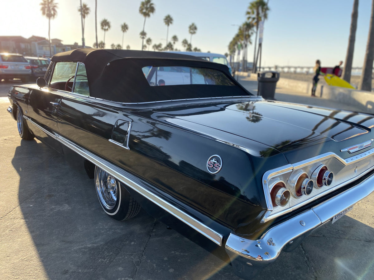 Classic Chevrolet convertible with installed black convertible top